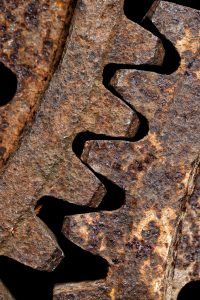 cogwheels, very old and rusty,